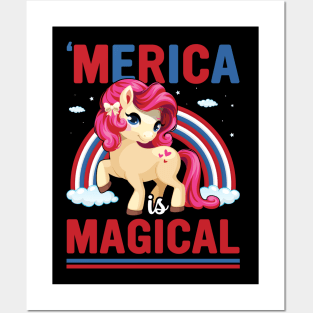 4th of July Unicorn Lovers Posters and Art